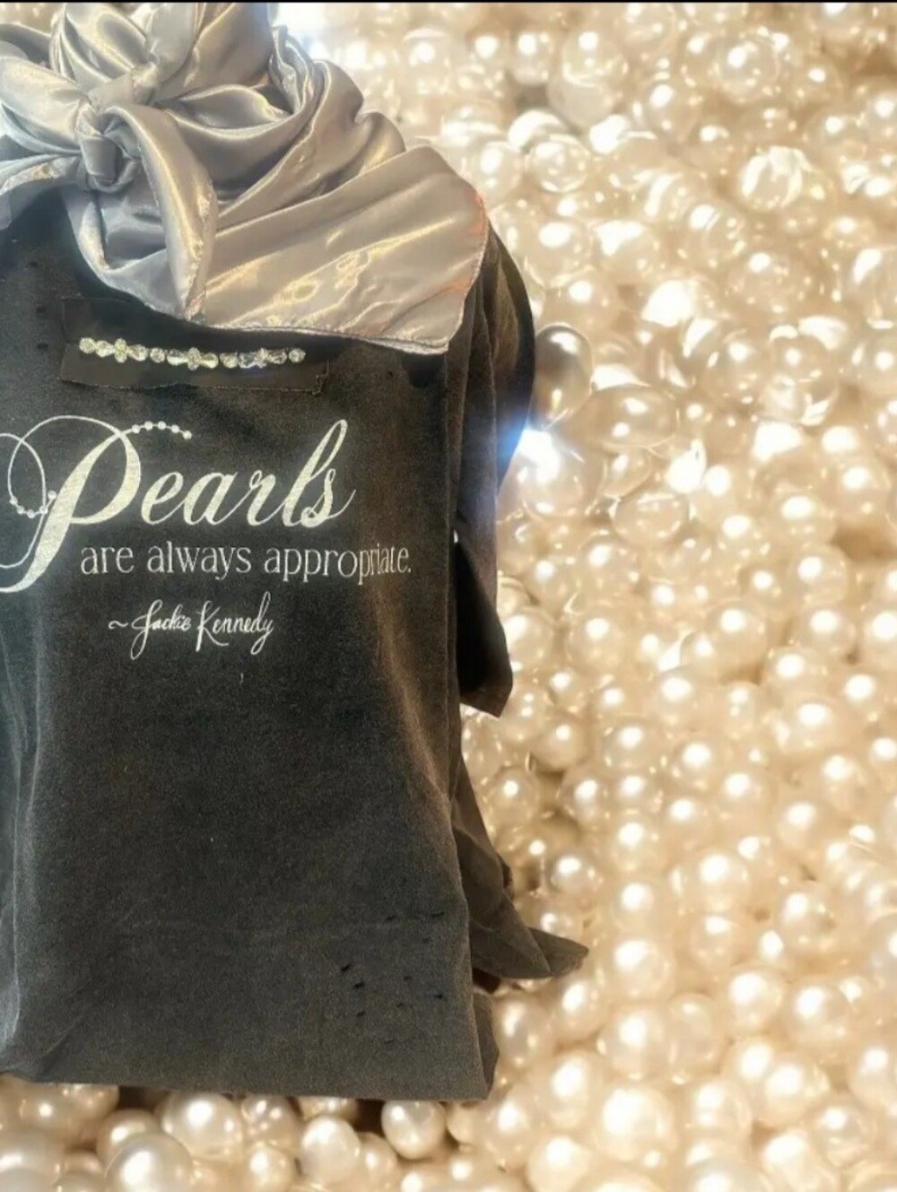 #1631 A Rare Bird Pearls Are Always Appropriate Tattered Shirt